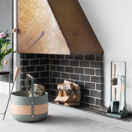 Eldvarm Fireplace Companion Set Leather Lichen