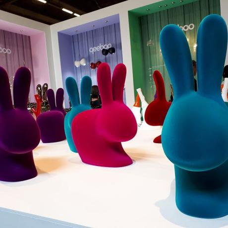 Qeeboo Rabbit Chair Velvet Finish